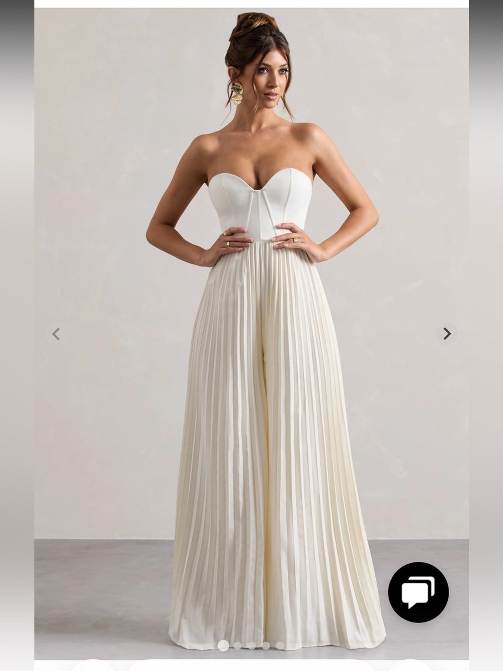 Strapless Cream Pleated Jumpsuit with Sweetheart Bodice